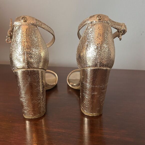 G by Guess Women’s Heels Gold Size 6.5 Chunky Heel Ankle Buckle - Picture 9 of 10